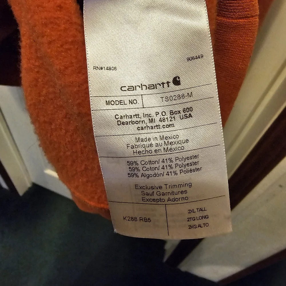 Carhartt Men's Orange Hoodie - 2XL Loose Fit - Picture 6 of 7